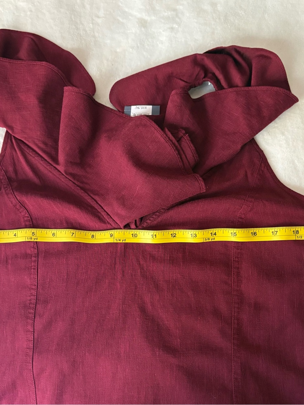 American Threads Burgundy Ruffled V-Neck Midi Dress - Picture 7 of 12